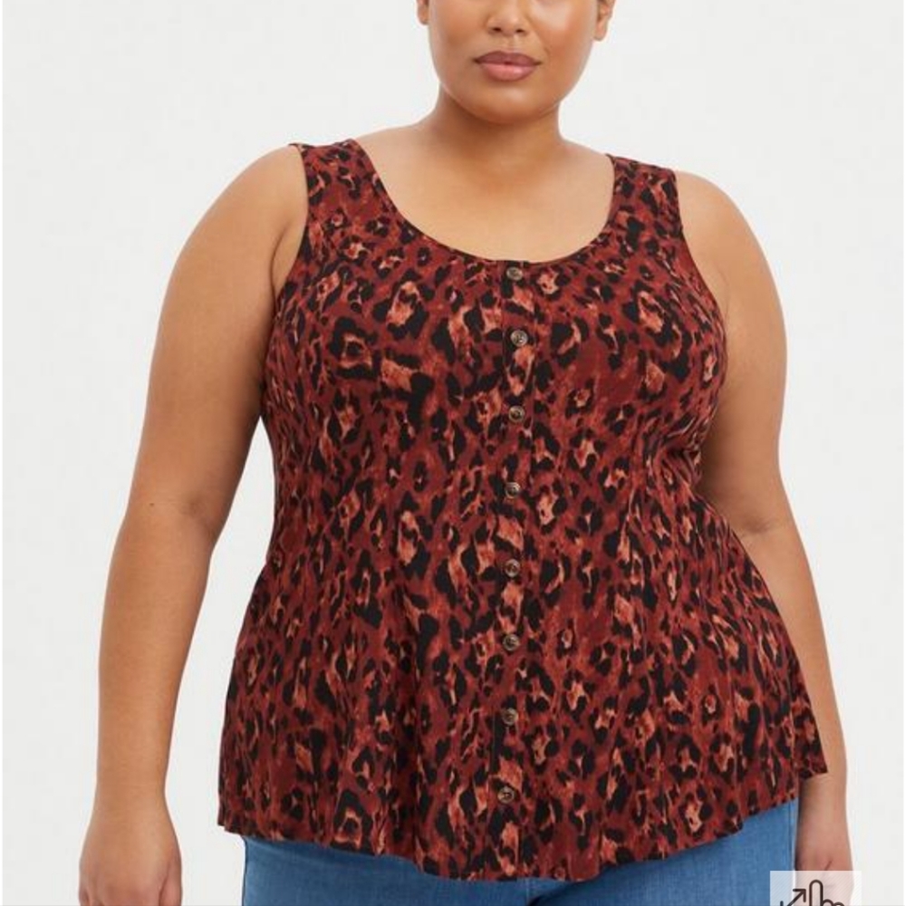 Torrid- Fit And Flare Rayon Slub Tank- leopard 🐆